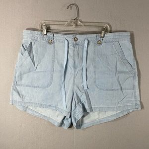 Torrid First At Fit Light Blue Roll Cuff Shorts Pockets Womans Size 20